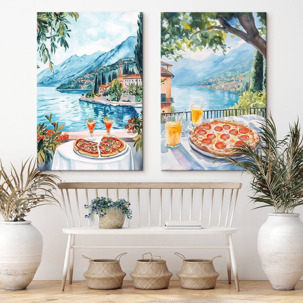 Pizza sul lago in un ambiente