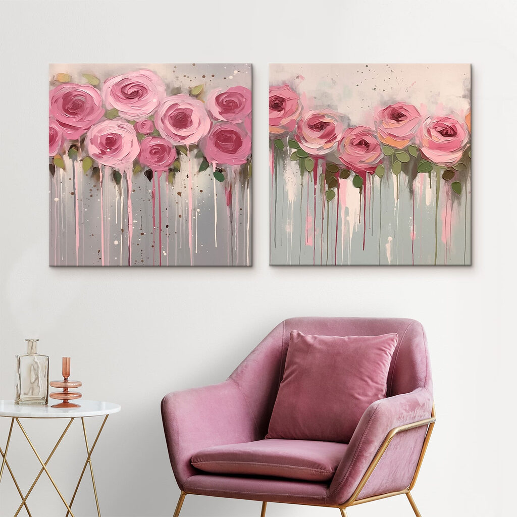Rose in fila in un ambiente