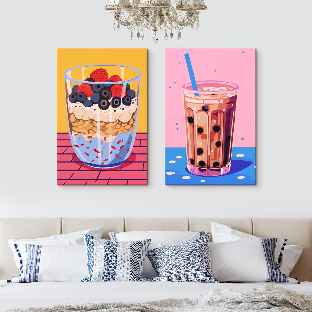 Bevande fresche illustrate in un ambiente