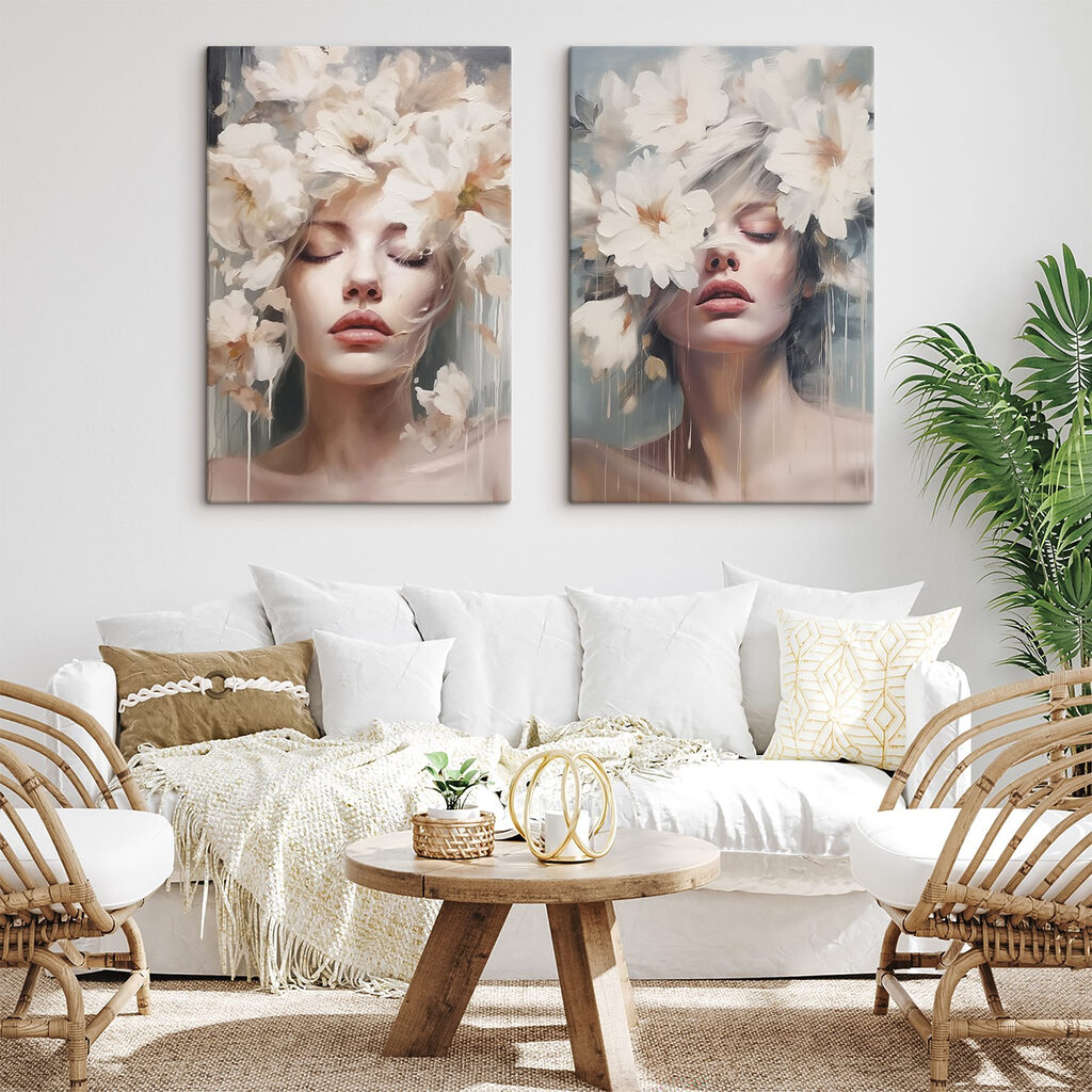 Donna con fiori in un ambiente
