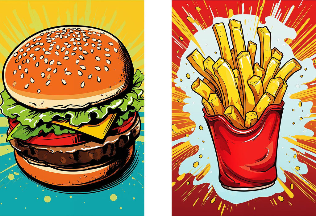 Hamburger con patatine — design completo