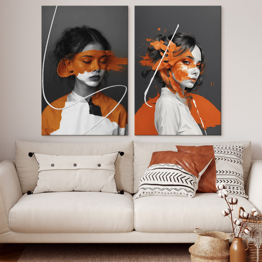 Donne con vernice arancione — ambiente 1