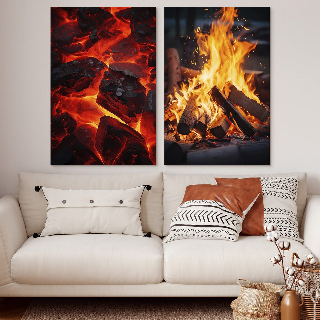 Fuoco e braci in un ambiente