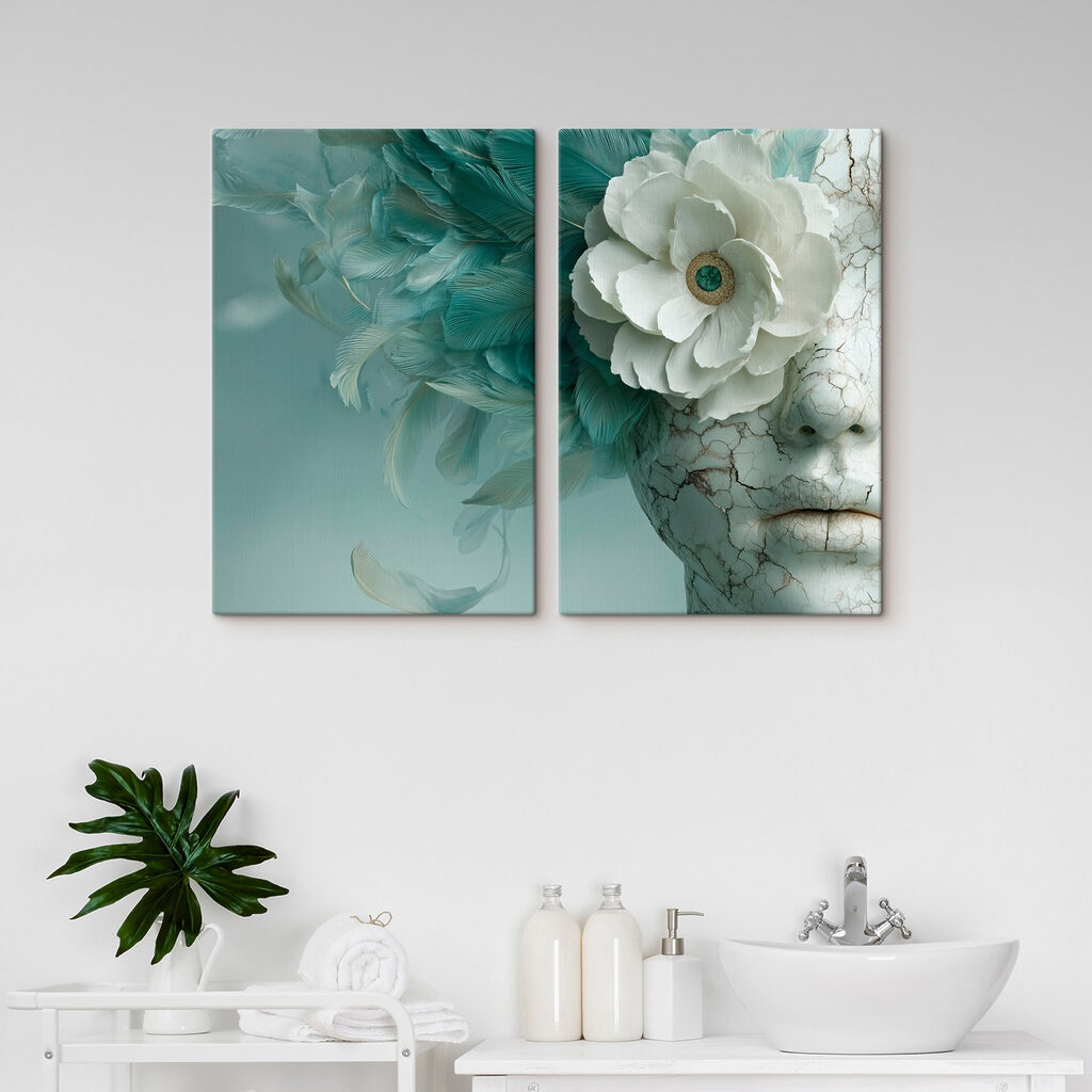Piume e fiore bianco in un ambiente
