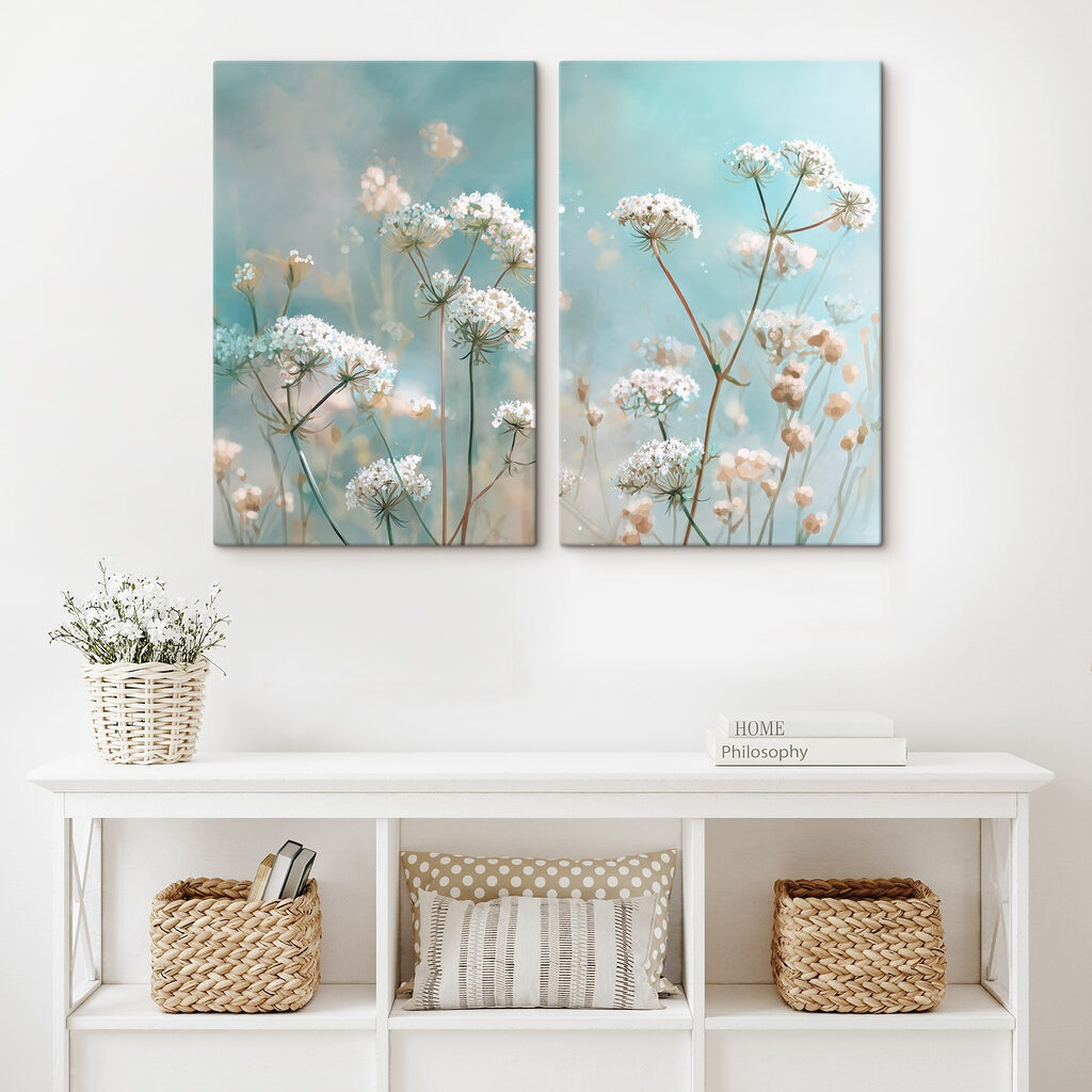 Cielo azzurro e fiori in un ambiente