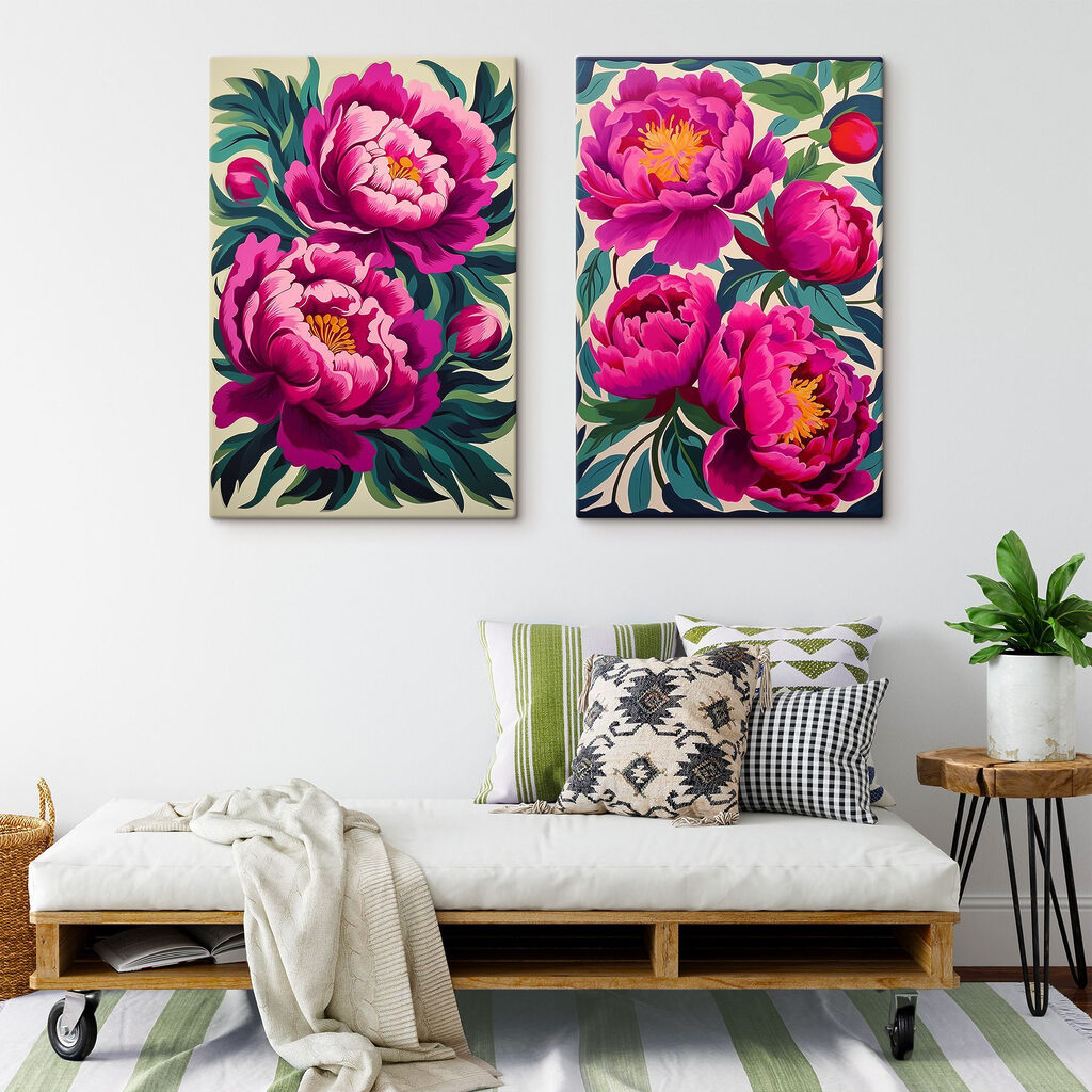 Peonie in piena fioritura in un ambiente