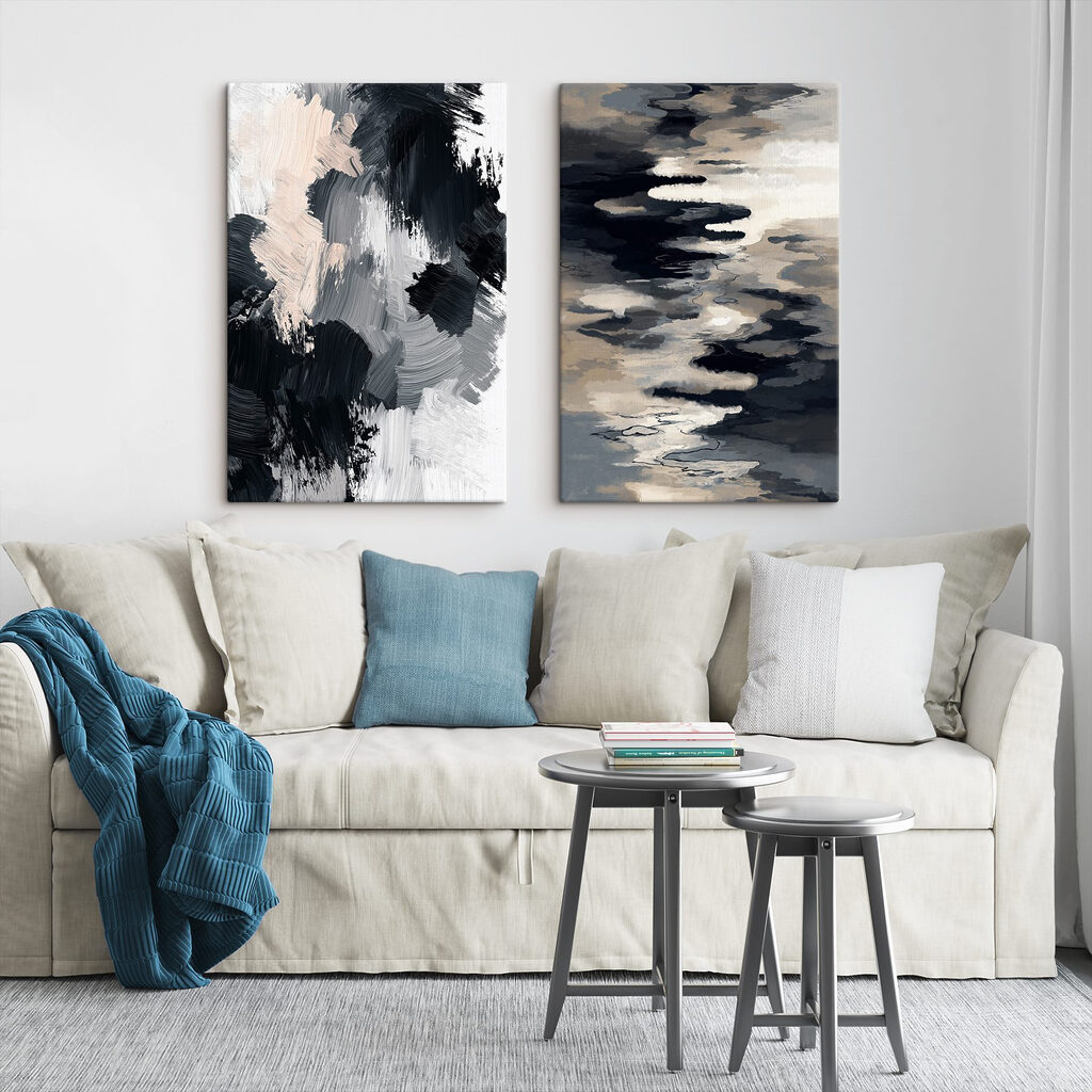 Forme astratte monocrome in un ambiente