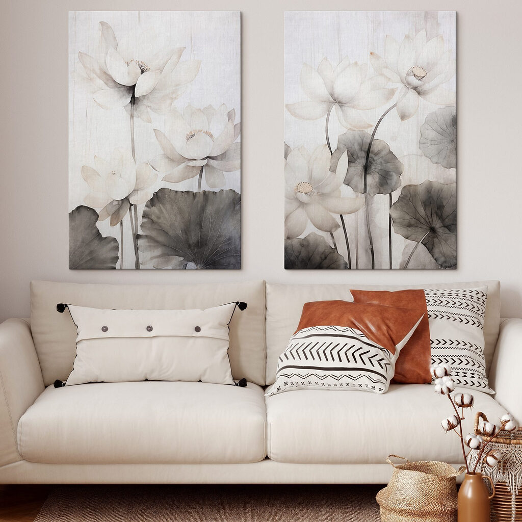Loti in acquerello in un ambiente