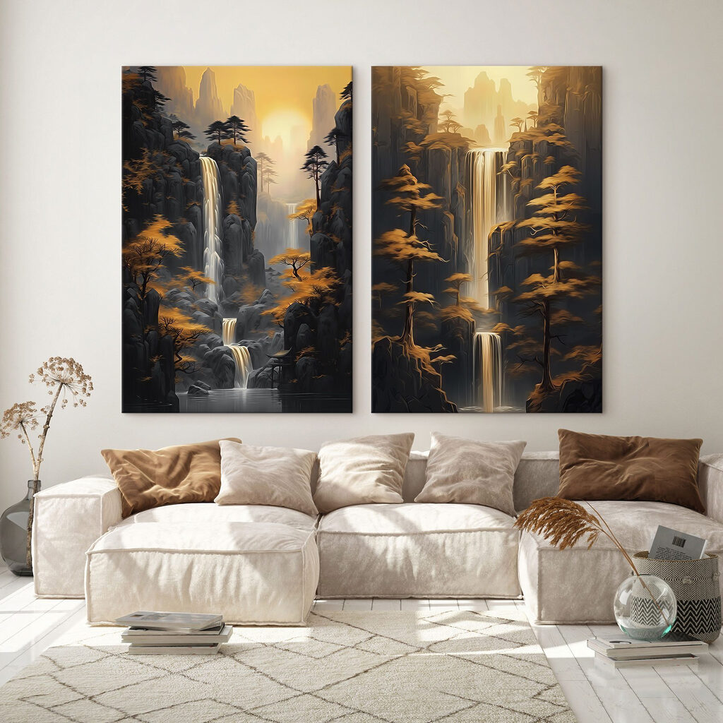 Cascate al tramonto in un ambiente
