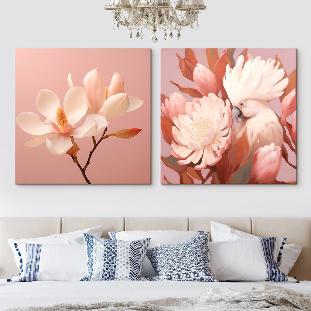 Fiori e uccellino in un ambiente