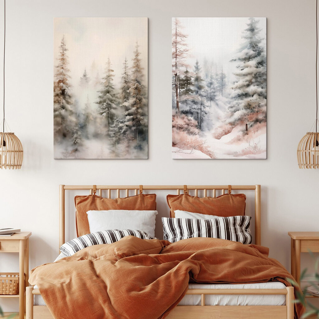 Alberi nella neve in un ambiente