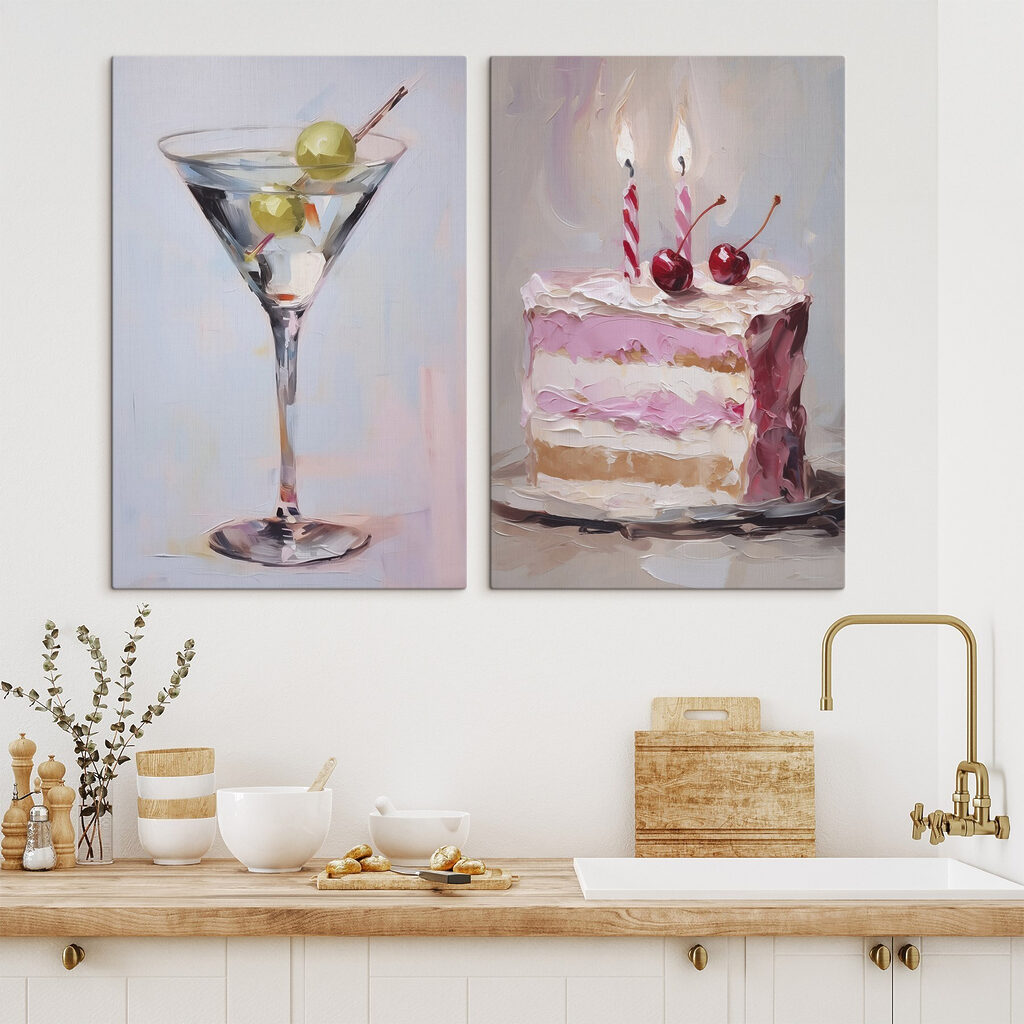 Torta e martini in un ambiente