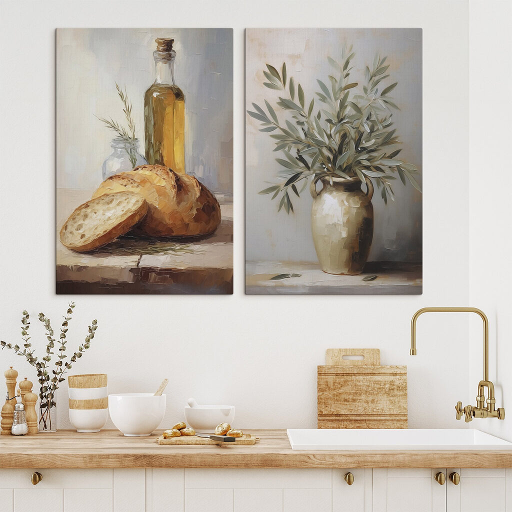 Pane e olio d’oliva in un ambiente