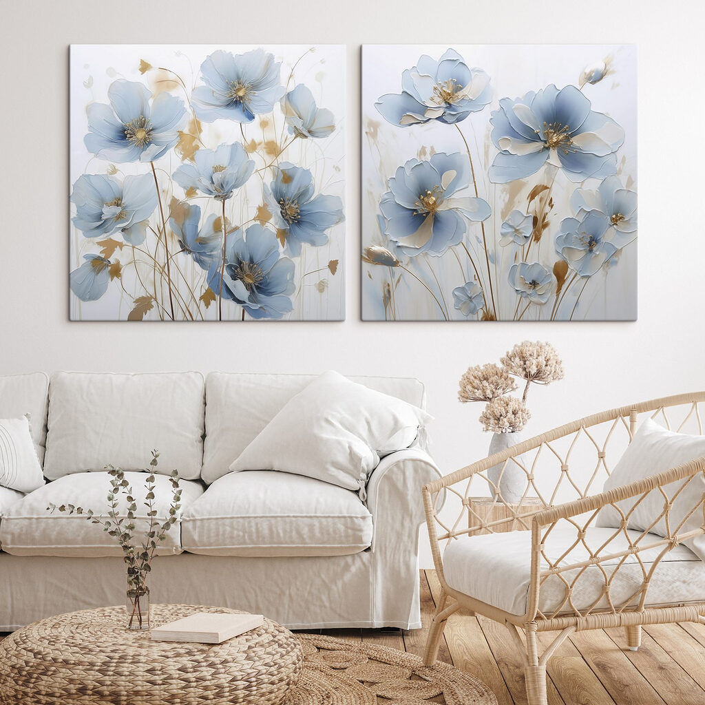 Prato di fiori blu in un ambiente