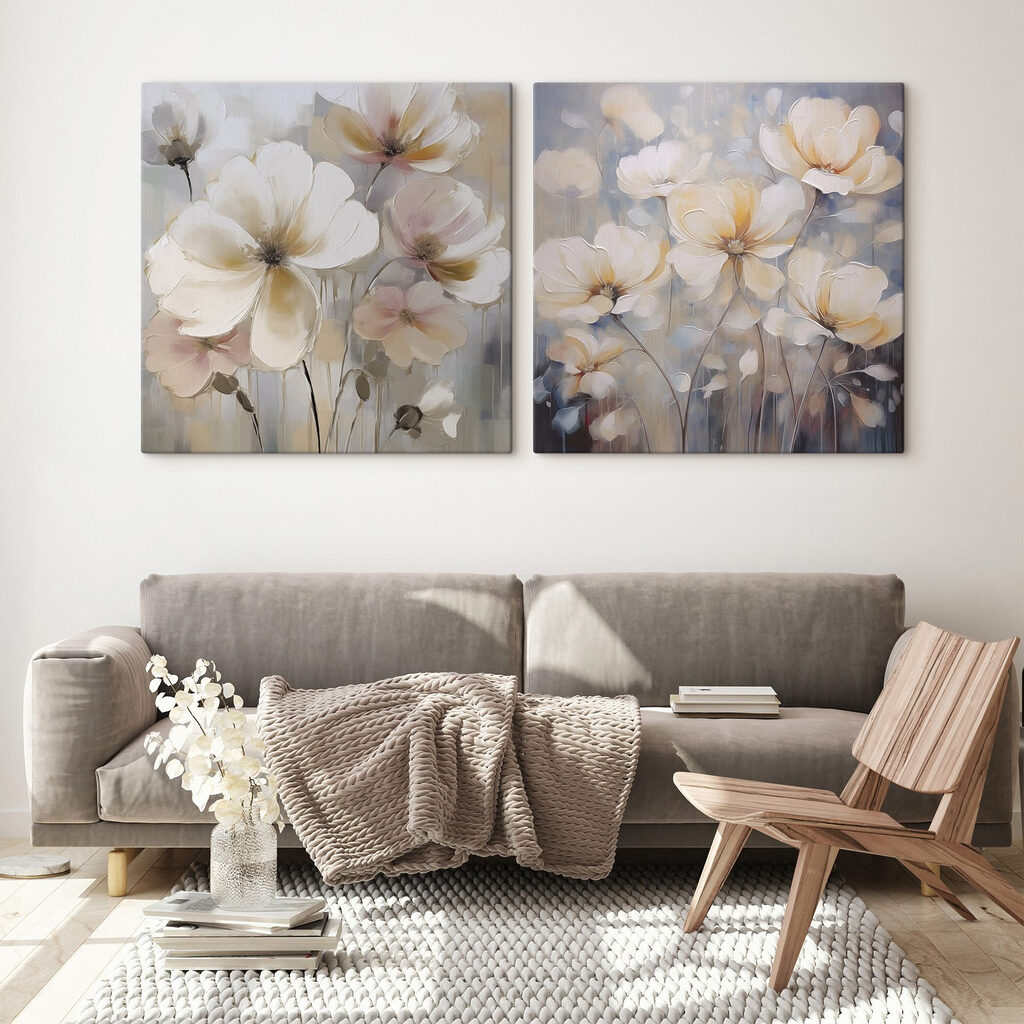 Corolle crema su grigio-beige in un ambiente