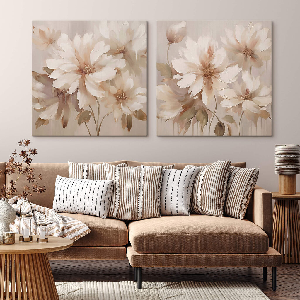 Fiori su fondo beige in un ambiente