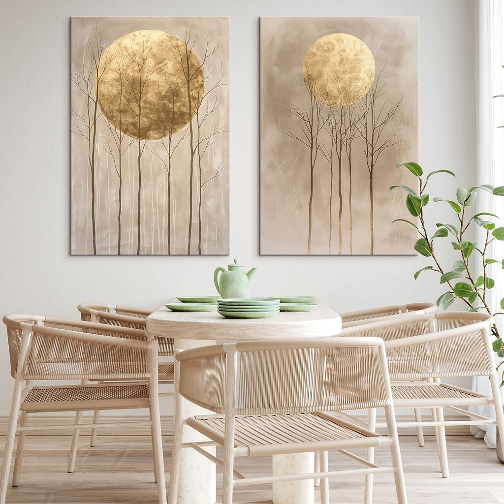 Luna sopra alberi spogli in un ambiente