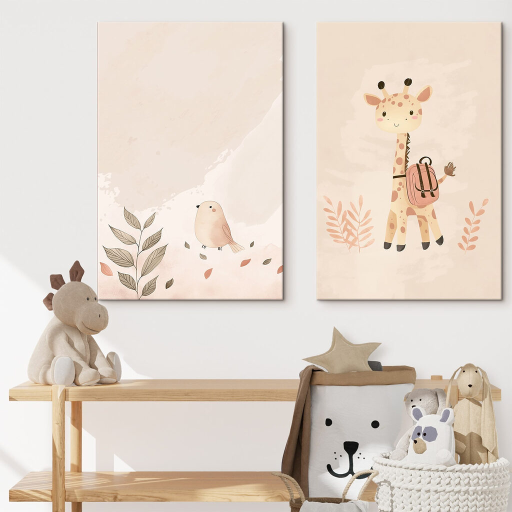 Giraffa in compagnia in un ambiente