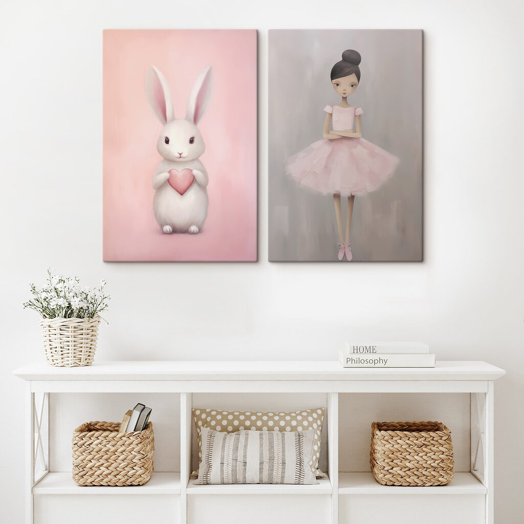 Coniglietto e ballerina in un ambiente