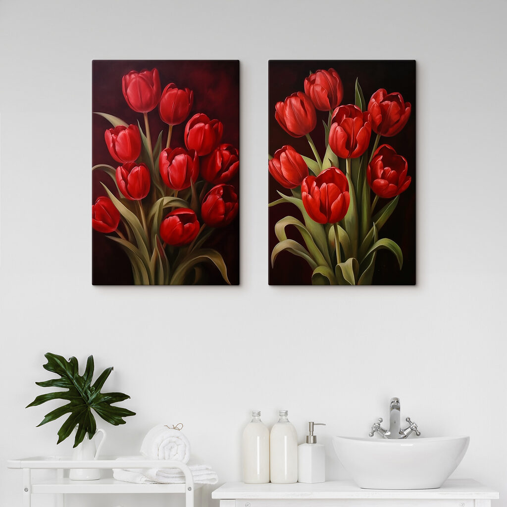 Tulipani rossi in un ambiente