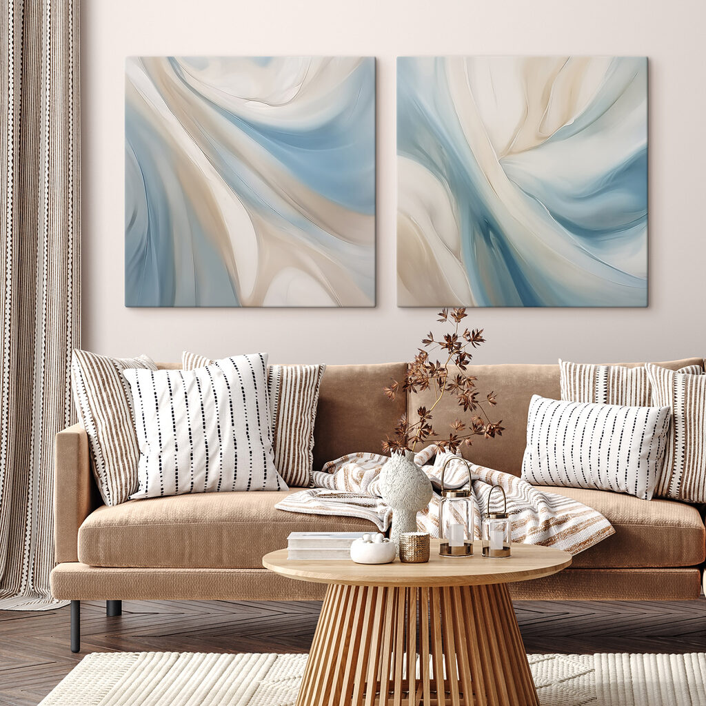Onde blu e crema in un ambiente