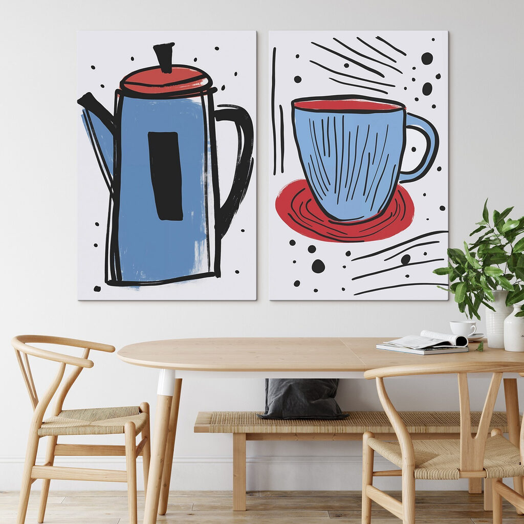 Caffettiera e tazza in un ambiente