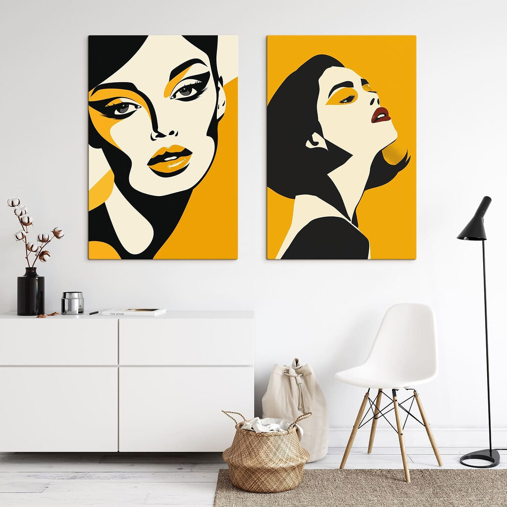 Donna con trucco giallo in un ambiente