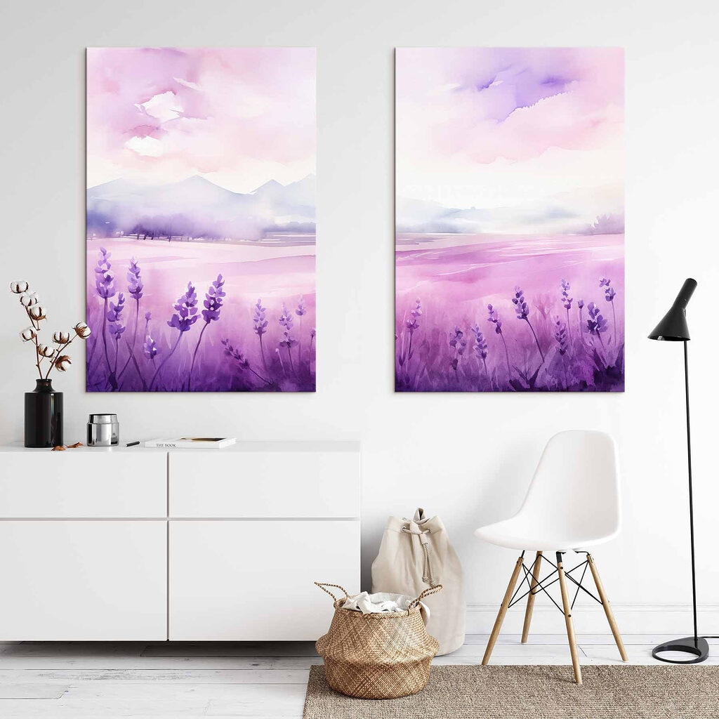 Lavanda e montagne lontane in un ambiente