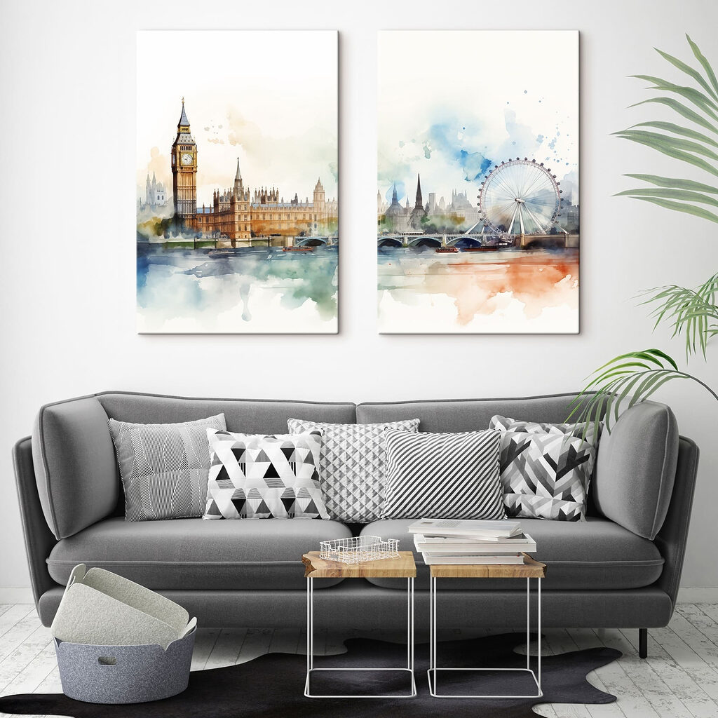 Londra ad acquerello in un ambiente