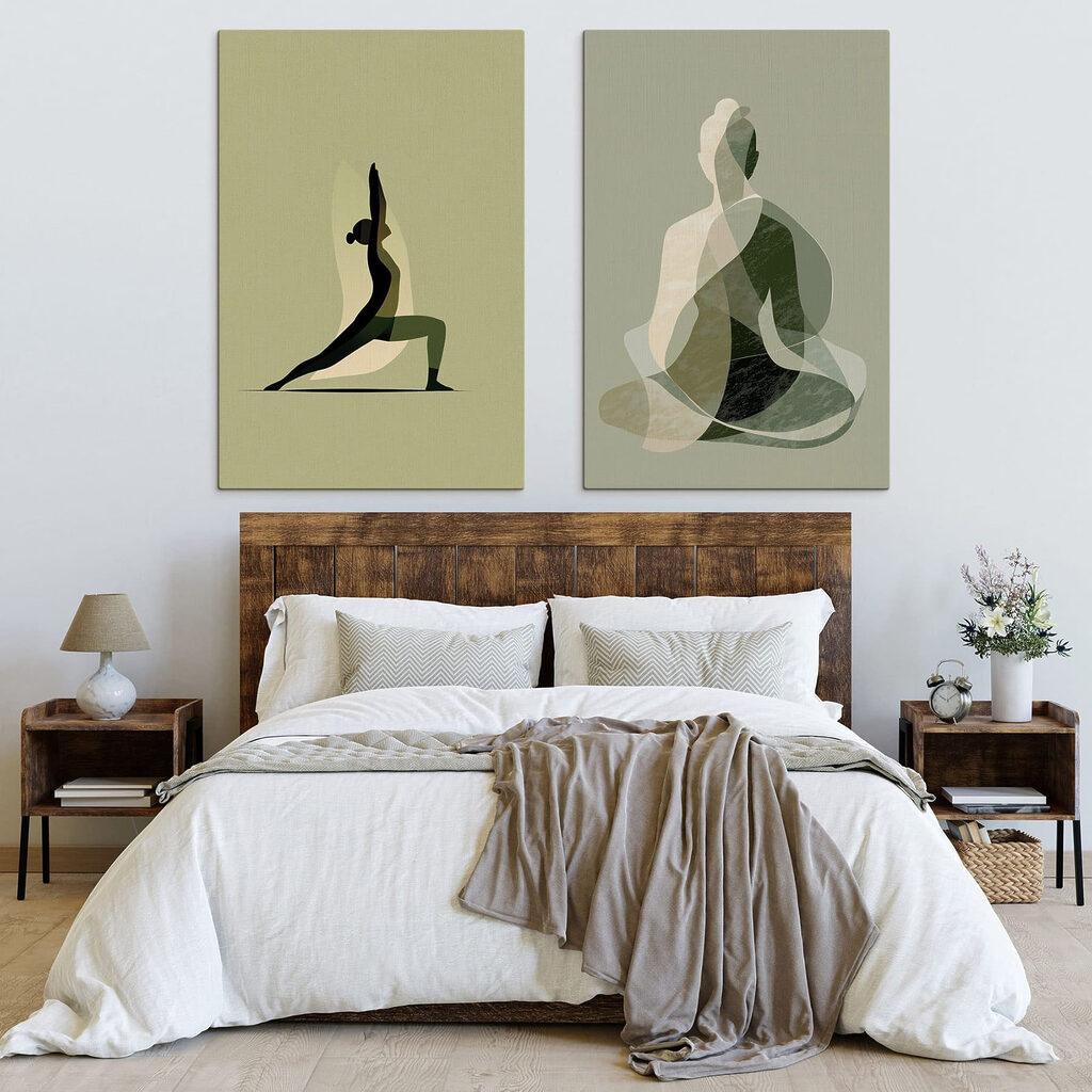 Donna che fa yoga in un ambiente