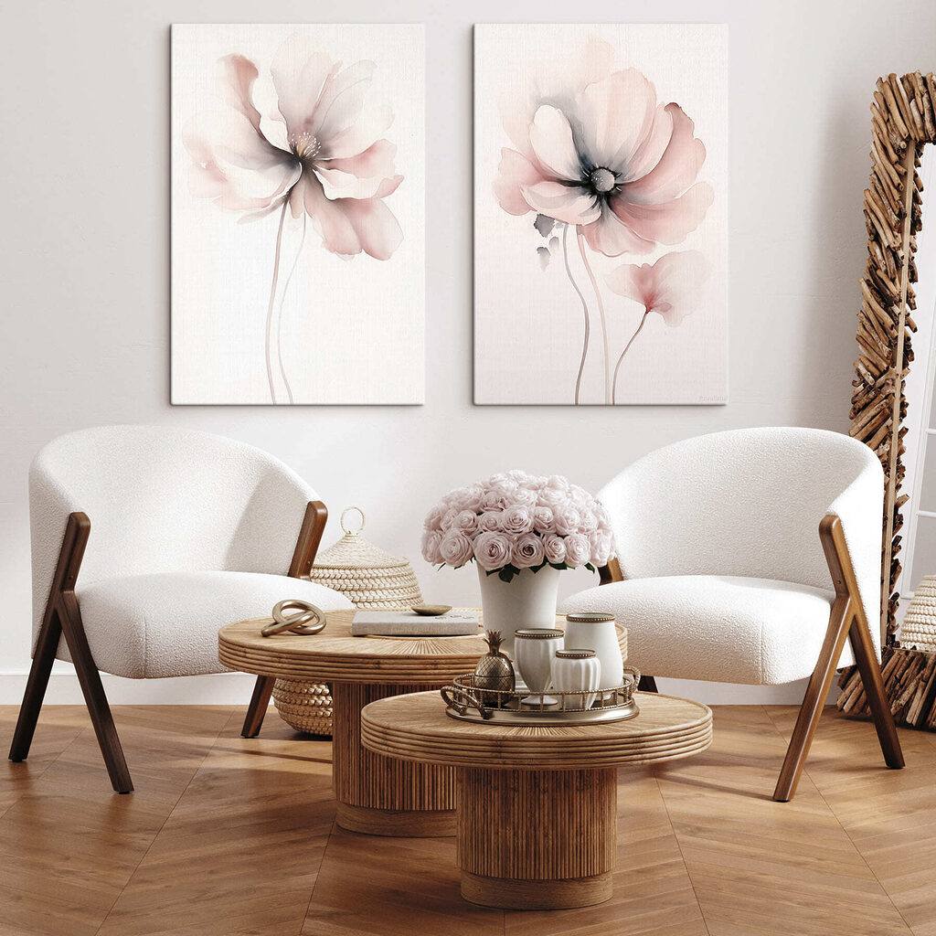 Coppia di fiori rosa in un ambiente