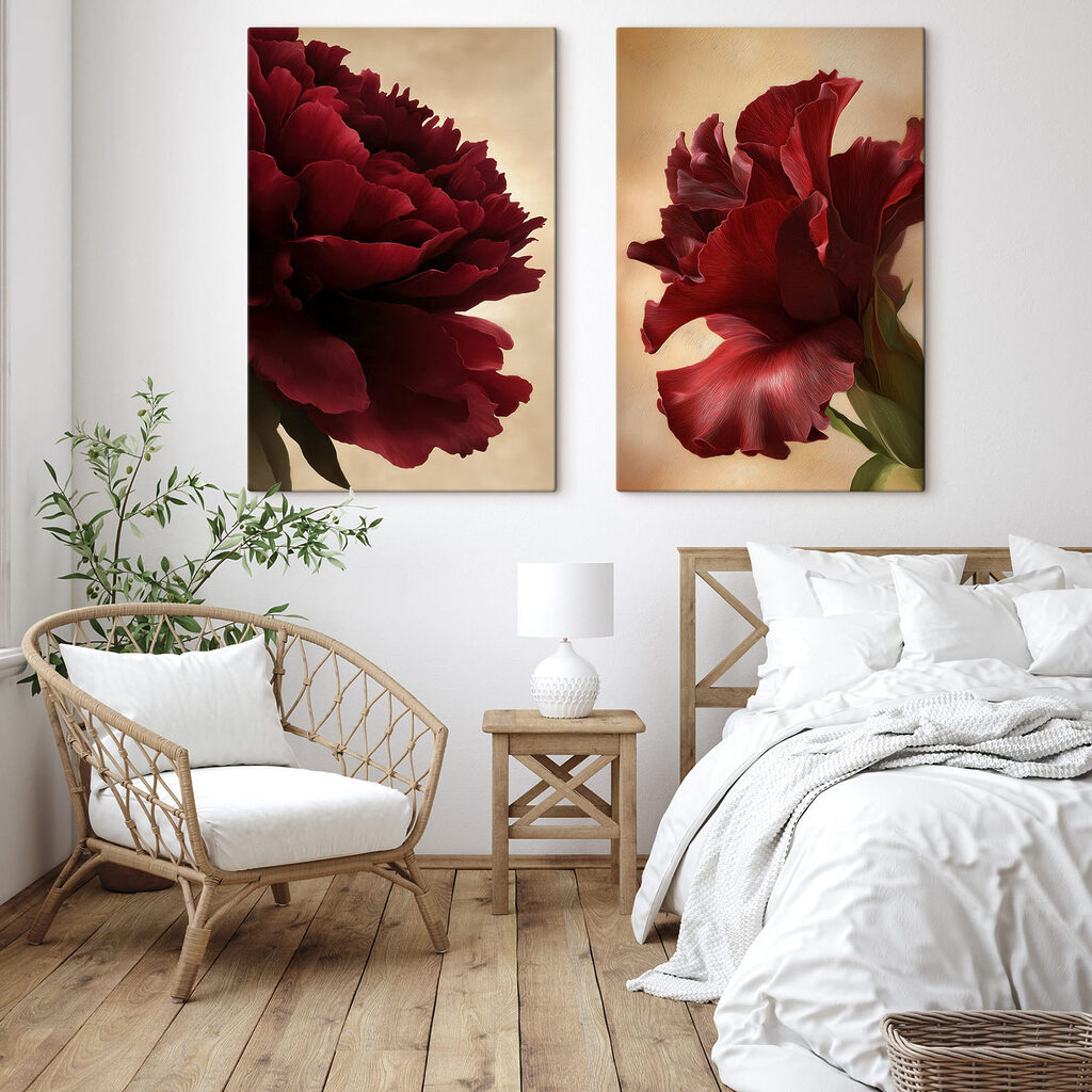 Peonie cremisi in un ambiente
