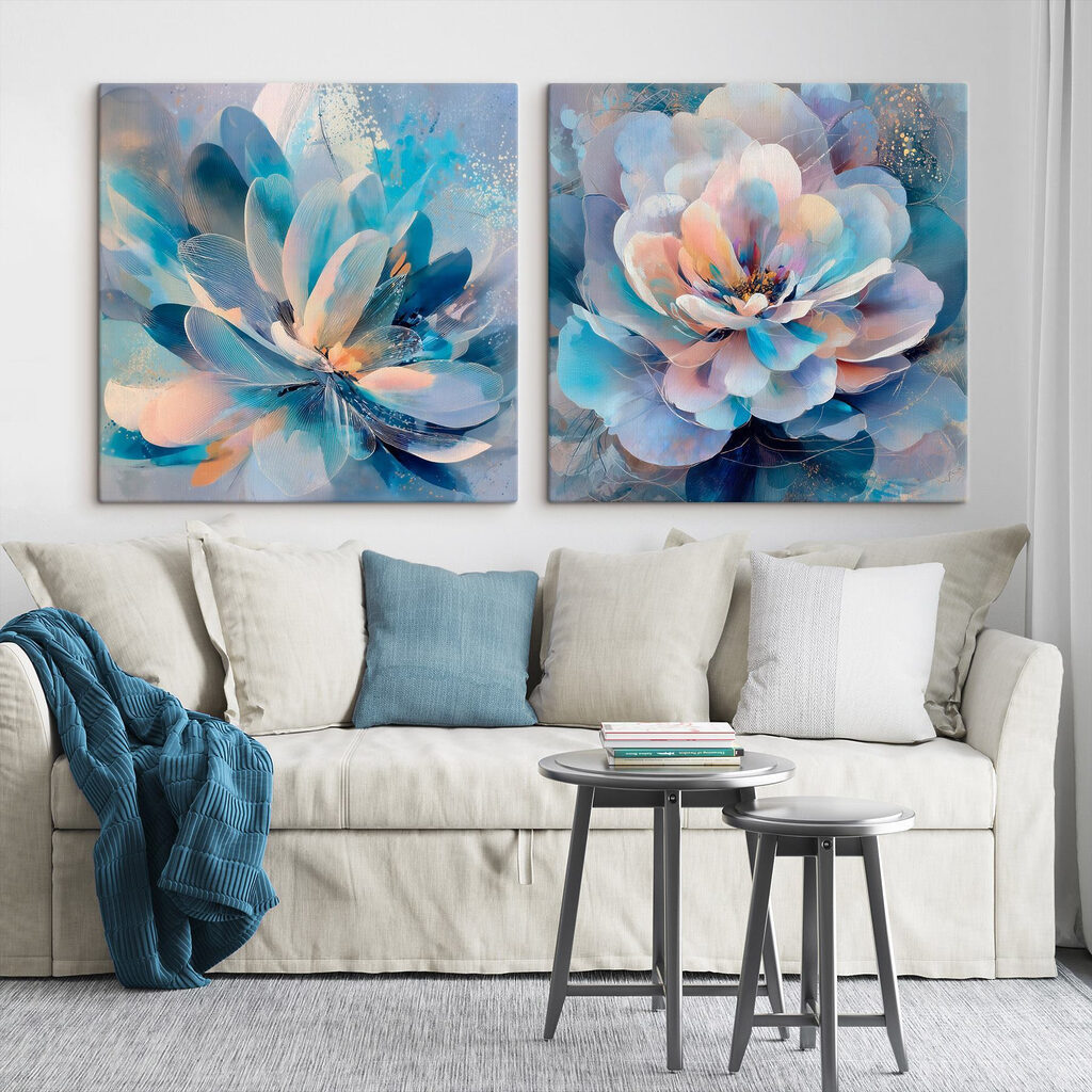Fioritura in luce blu in un ambiente