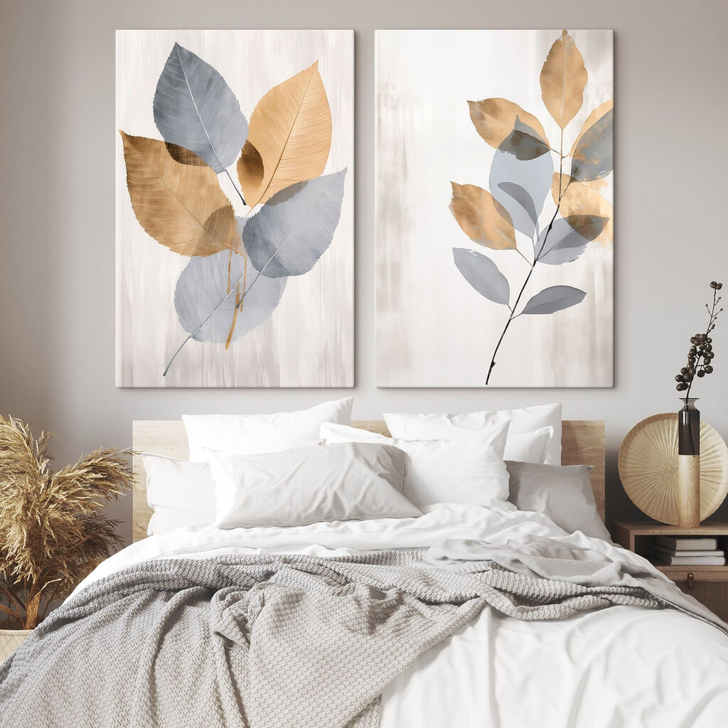 Foglie con accenti dorati in un ambiente