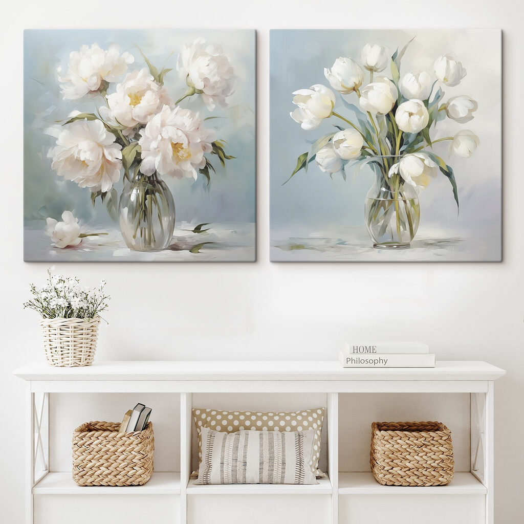 Peonie e tulipani in un ambiente