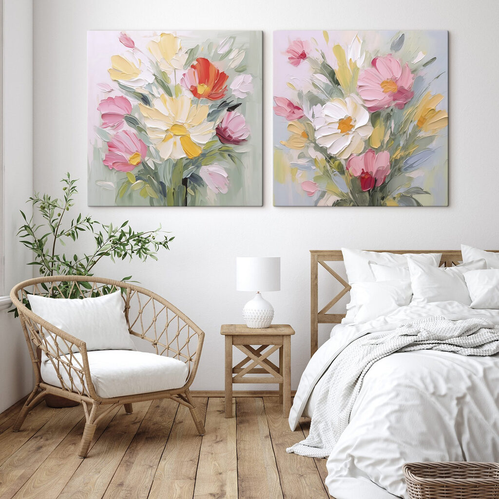 Fiori sciolti in pastello in un ambiente
