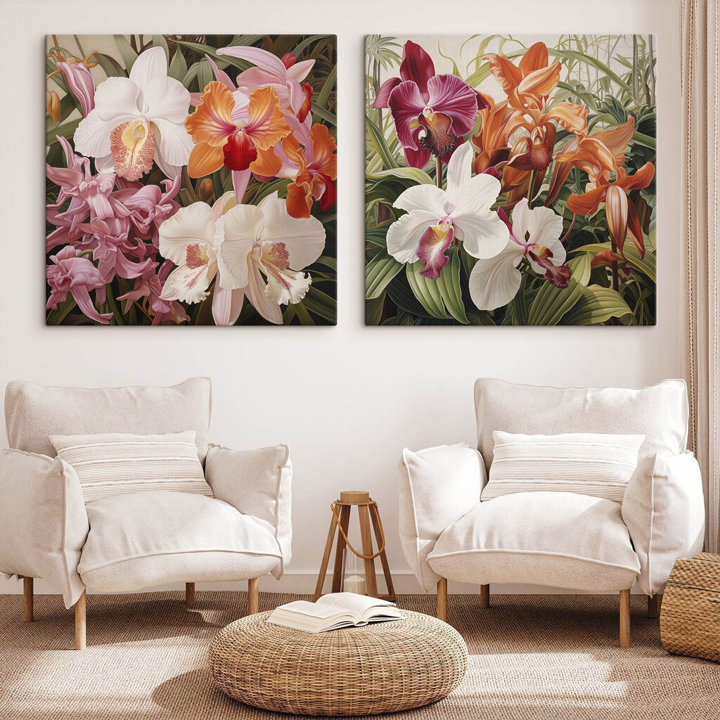Orchidee colorate in un ambiente