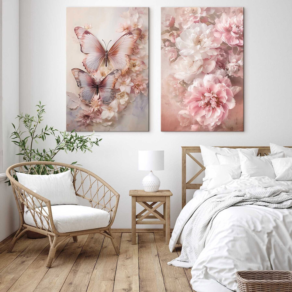 Farfalle tra i fiori in un ambiente