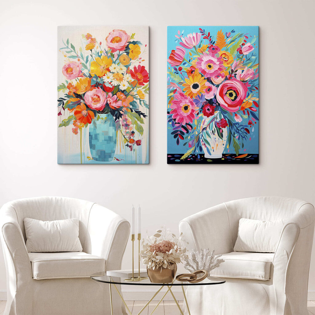 Bouquet pieni di colore in un ambiente
