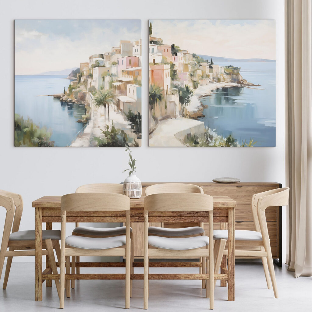 Un villaggio sul mare in un ambiente