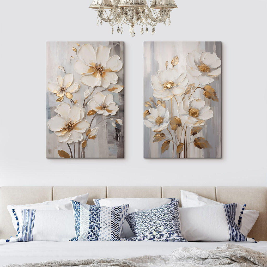 Fiori bianchi sul grigio in un ambiente