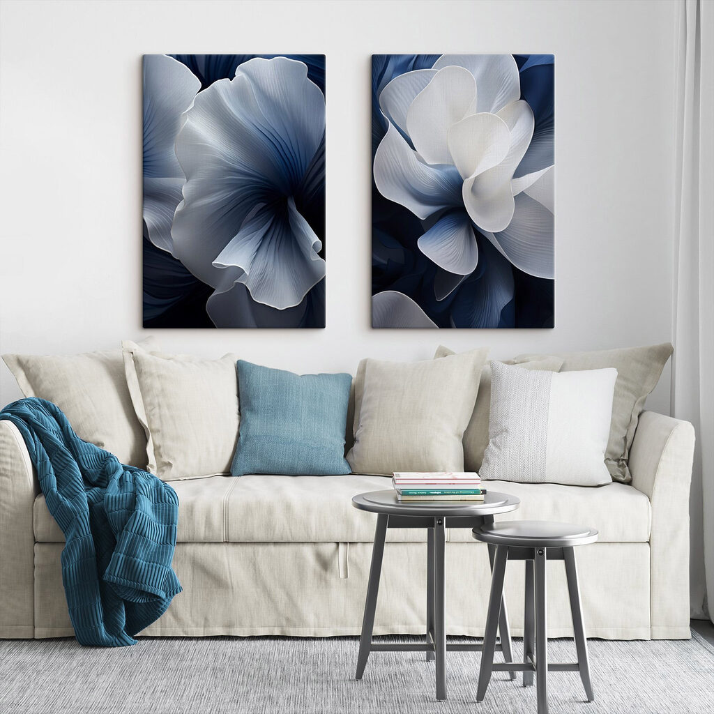 Petali sul blu notte in un ambiente