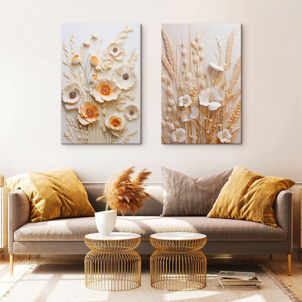 Erbe e boccioli beige in un ambiente