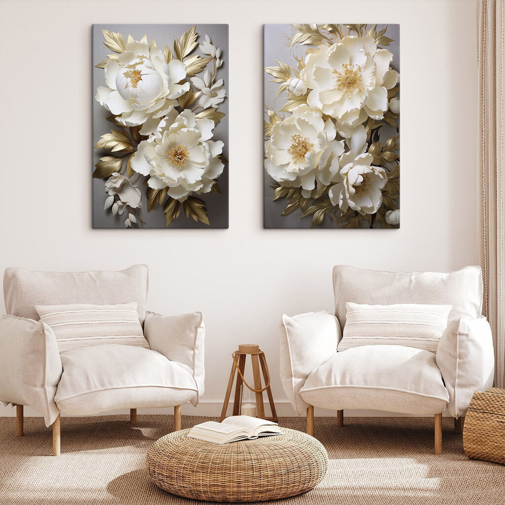 Fiori bianchi su scuro in un ambiente