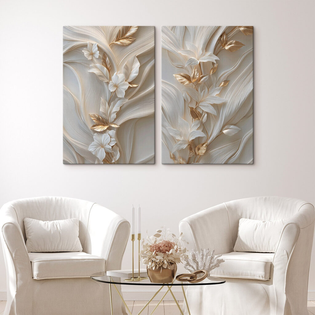 Fiori su linee ondulate in un ambiente