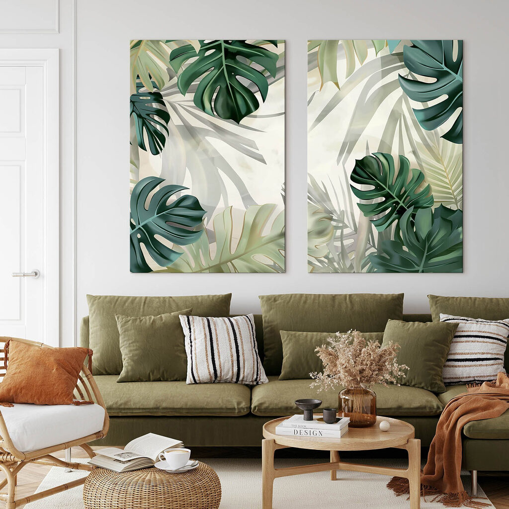 Verde tropicale con ombre in un ambiente