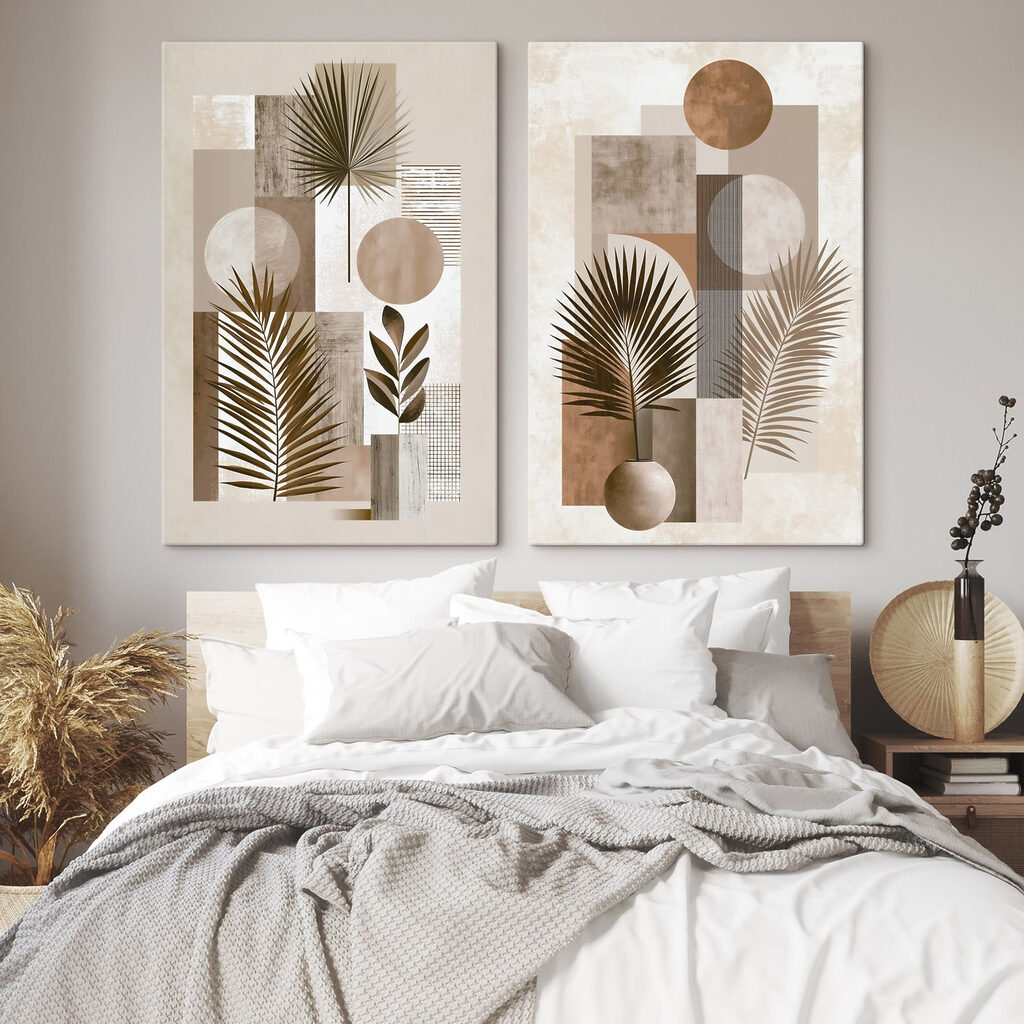 Palme tra forme quiete in un ambiente