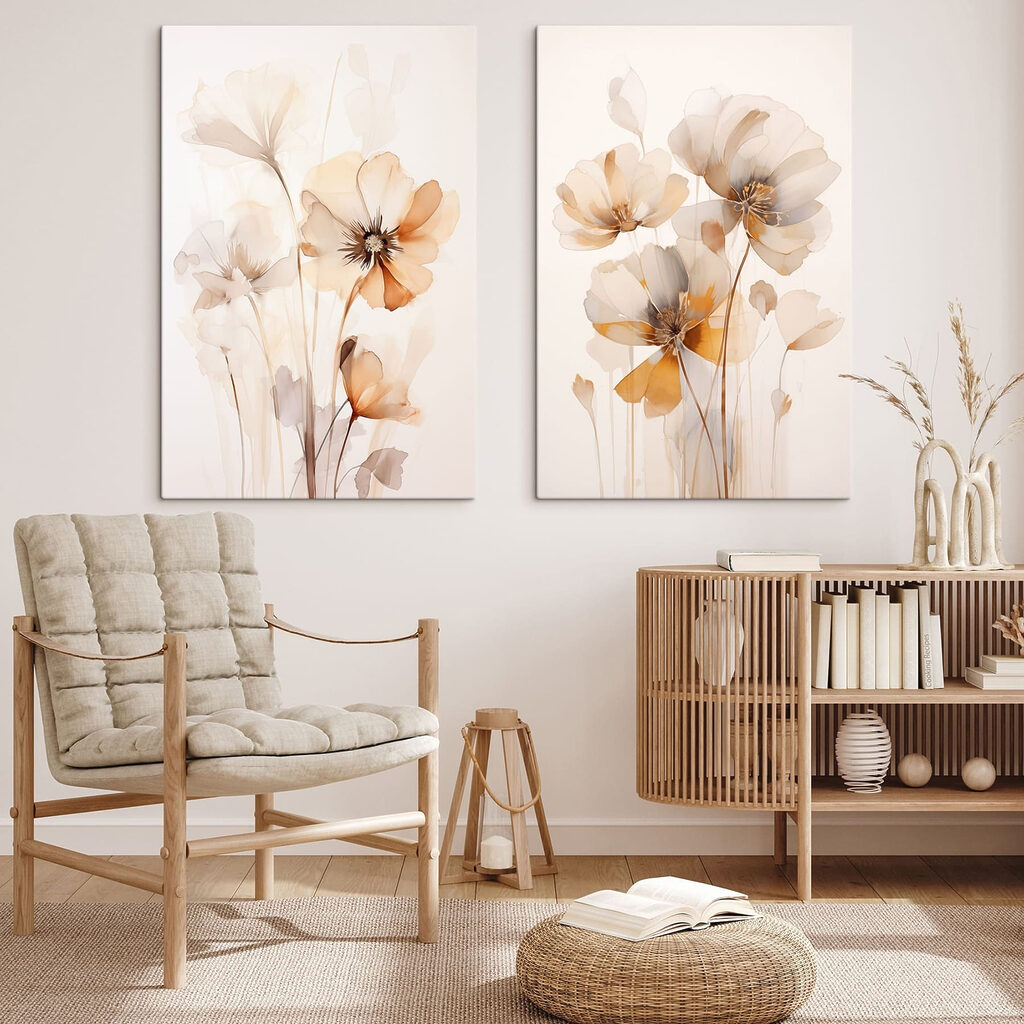 Fiori con bagliore arancio in un ambiente