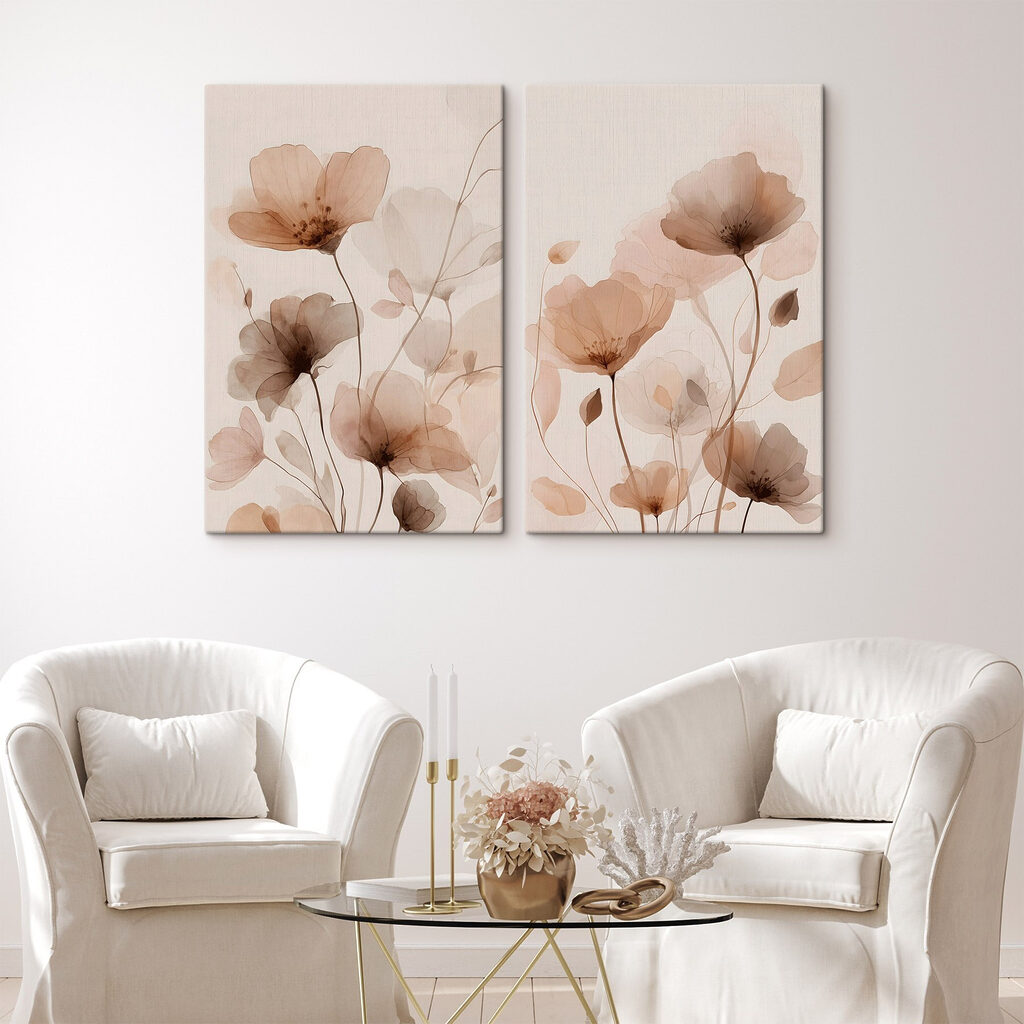 Fiori trasparenti su crema in un ambiente