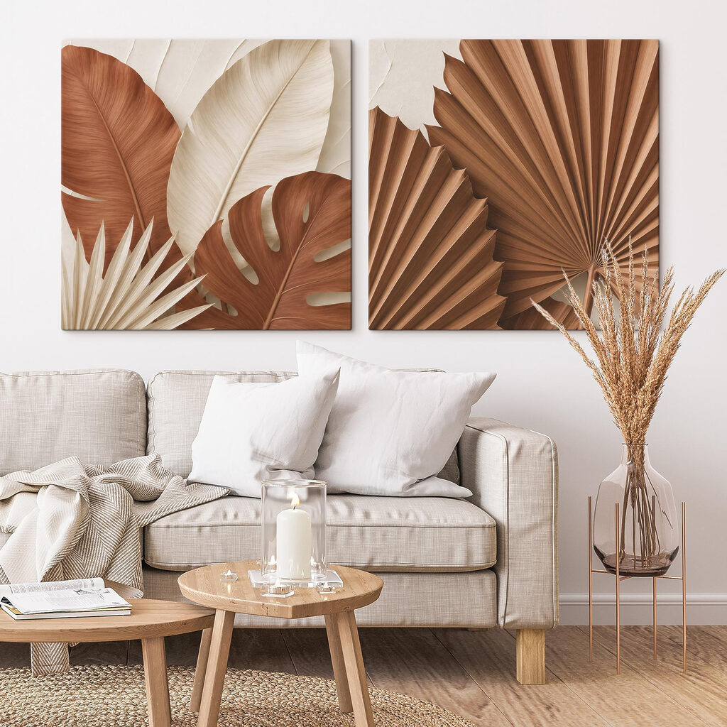 Foglie in terracotta in un ambiente